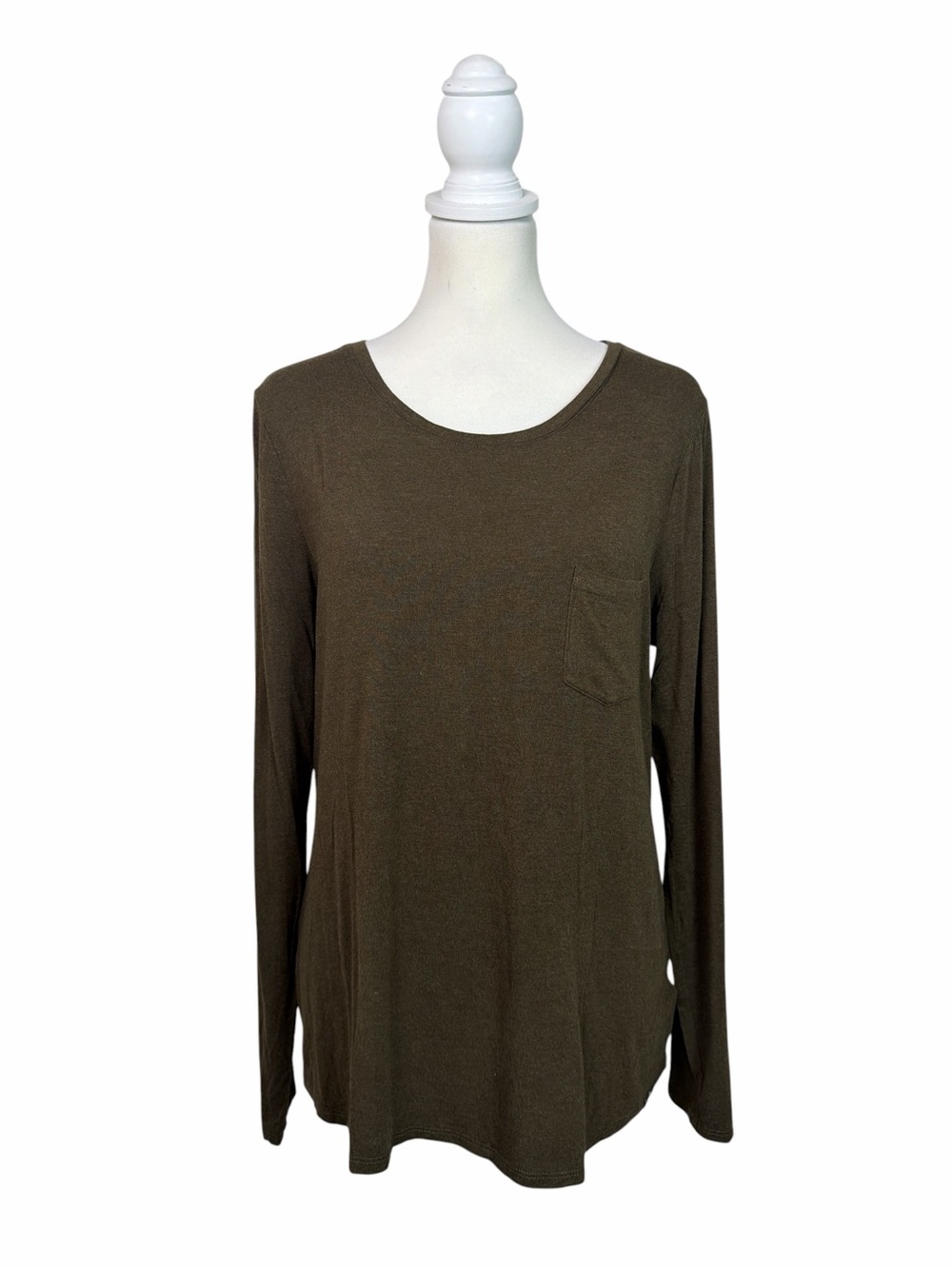 Prana Women’s Large Olive Green Modal Long-Sleeve Pocket Tunic Top
